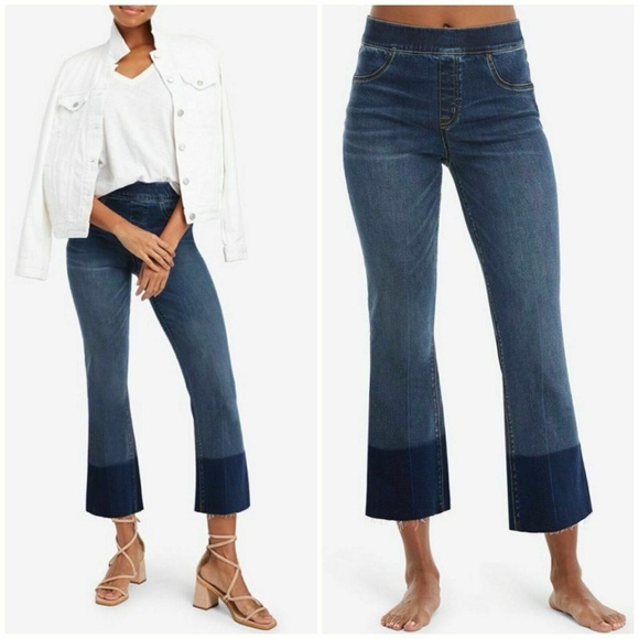 NWT Spanx Crop Flare Denim Jean Leggings Pants - Picture 2 of 8